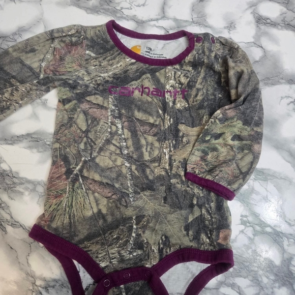 Carhartt Camo Bodysuit with Purple Trim - Picture 1 of 1